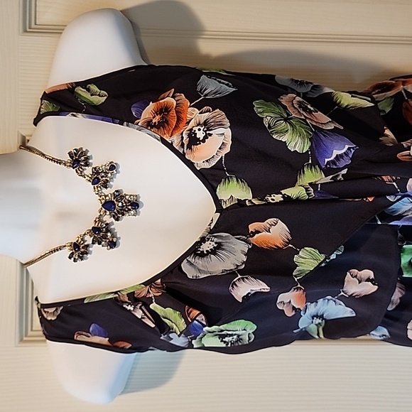 REBECCA TAYLOR Sleeveless Elasticized Waist V-Neck Silk Dress WITH POCKETS - Picture 2 of 16